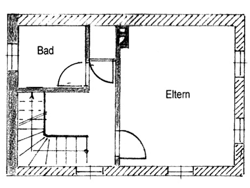 alte schusterei_grundrisszeichnung mit bad und elternschlafzimmer