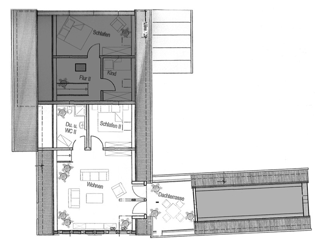 haus wildrose mit grundrisszeichnung obergeschoss