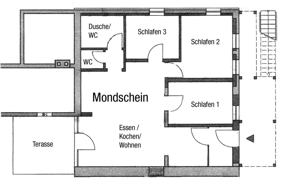 grundrisszeichnung der wohnung mondschein