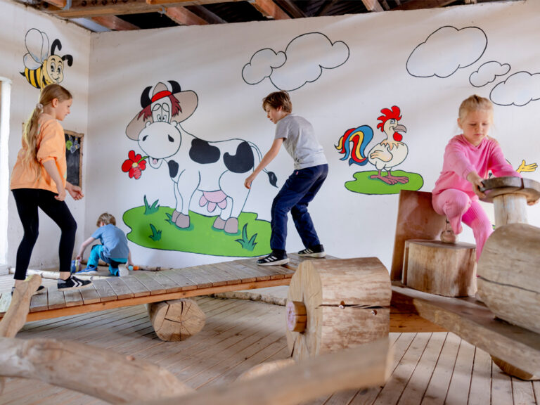 Kinder spielen im Indoorspielplatz